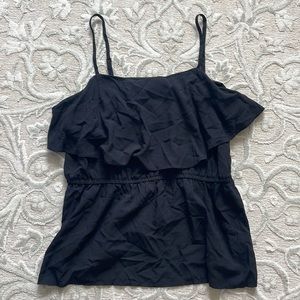 Black Ruffled Peplum Cami Top